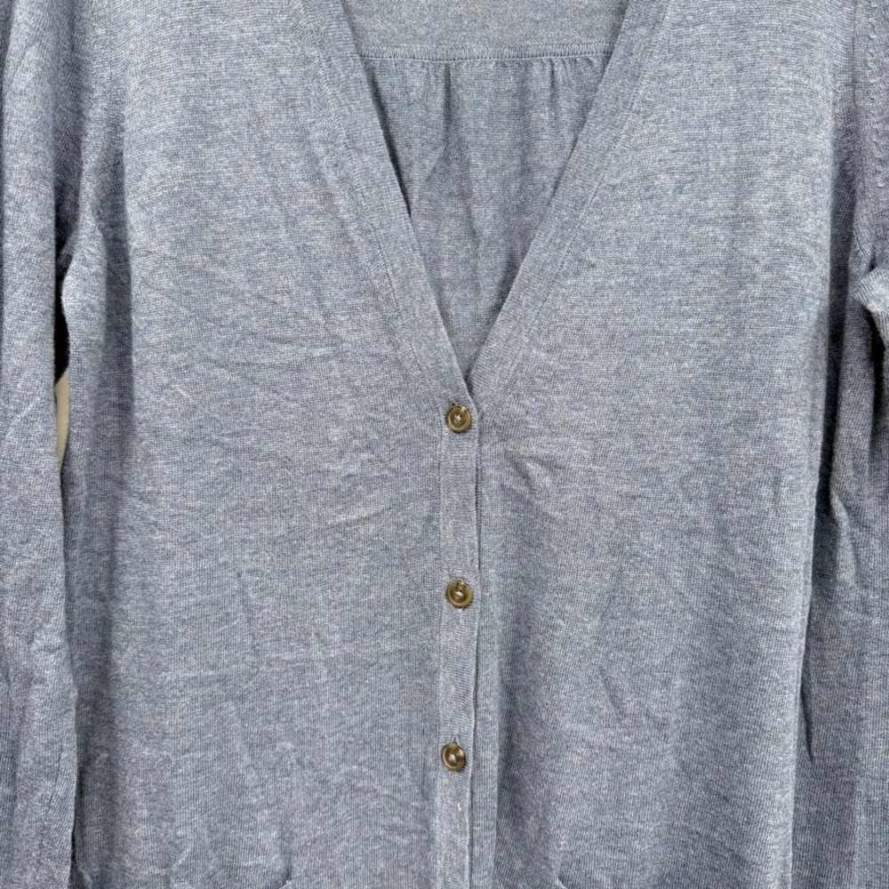 J Jill Cardigan Sweater Blue Petite Knit V Neck Button Front Pockets small - Picture 4 of 9